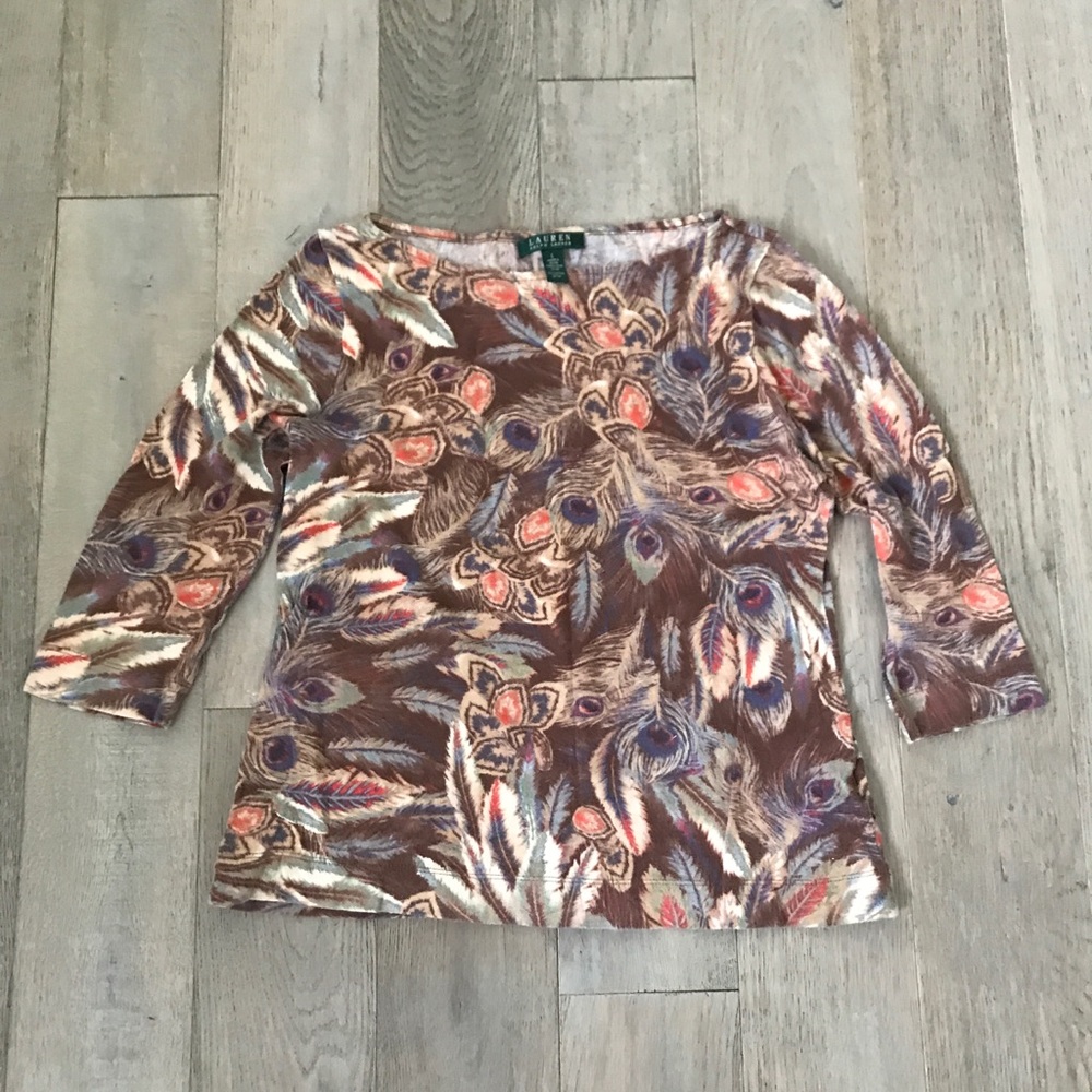 Lauren Ralph Lauren cotton feather boat neck top